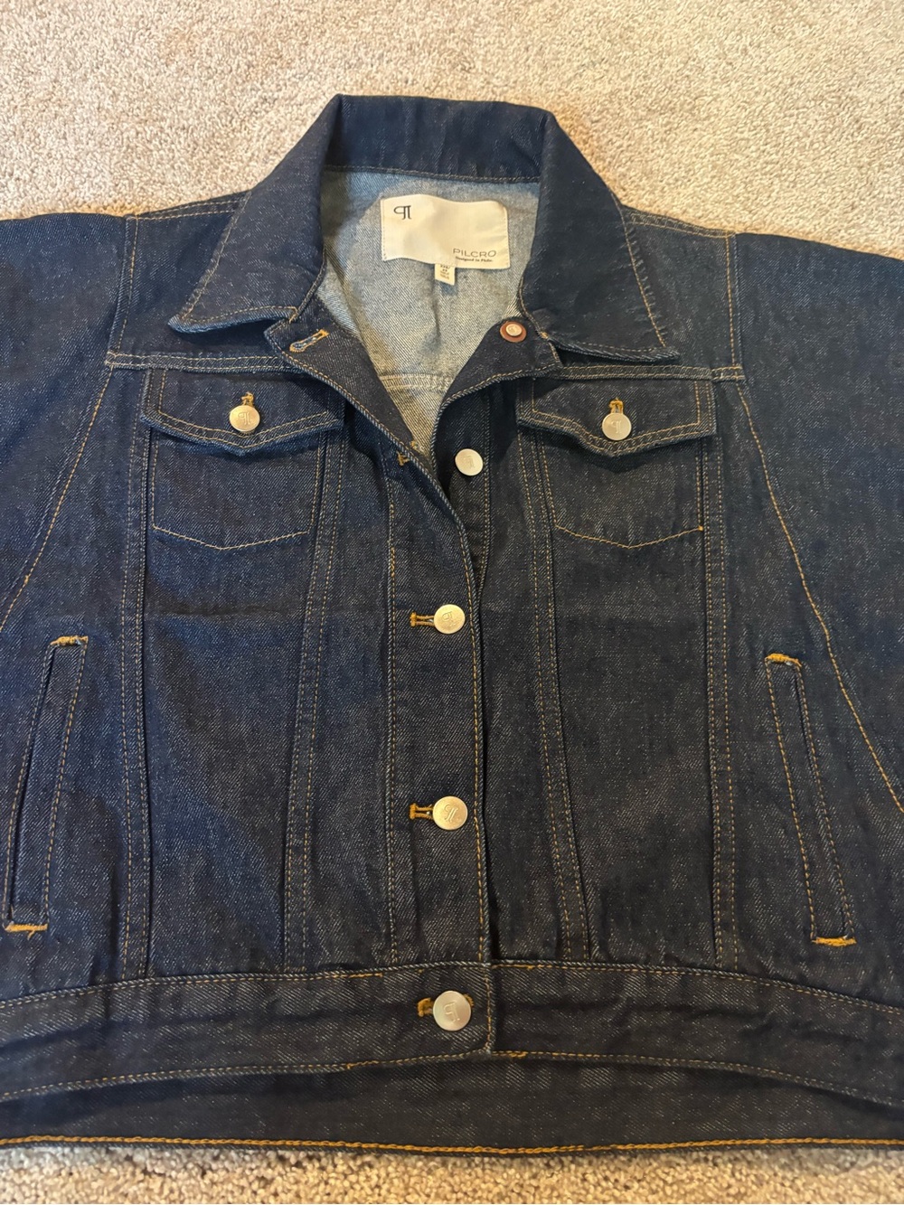 Pilcro Dark Indigo Denim Jacket - Women's Cape Style - Picture 5 of 9